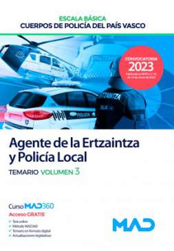 Escala Básica, Cuerpos de Policía del País Vasco, Agente de la Ertzaintza y Policía Local. Temario, 3
