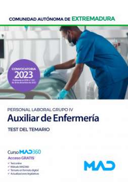 Auxiliar de enfermería, personal laboral grupo IV, Comunidad Autónoma de Extremadura. Test del temario