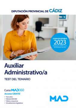 Auxiliar administrativo/a, Diputación Provincial de Cádiz. Test del temario